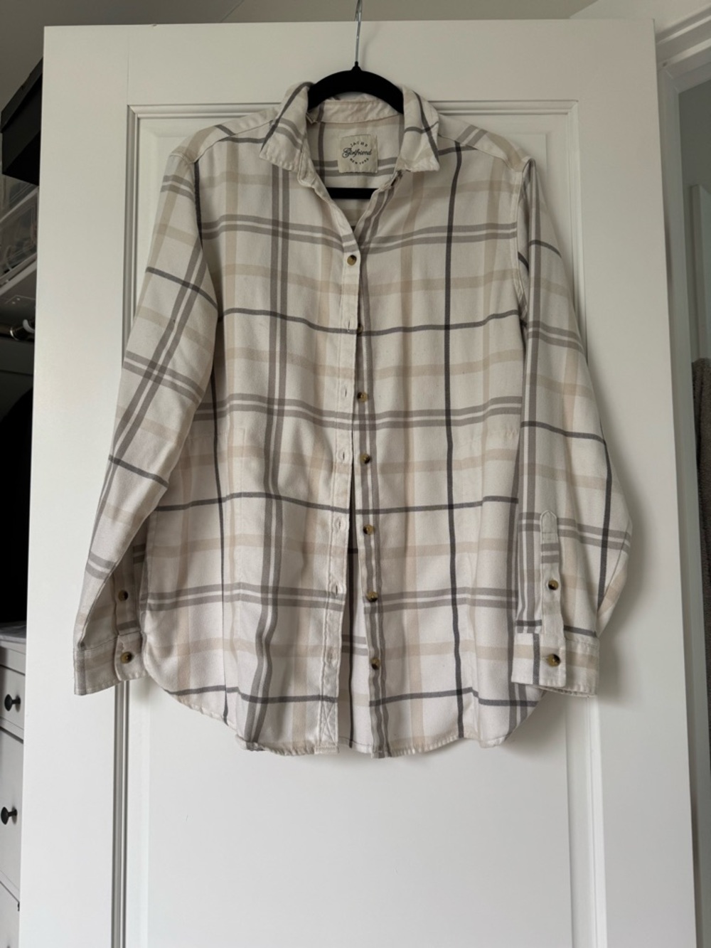 Jachs Girlfriend Cream and Gray Plaid Shirt
